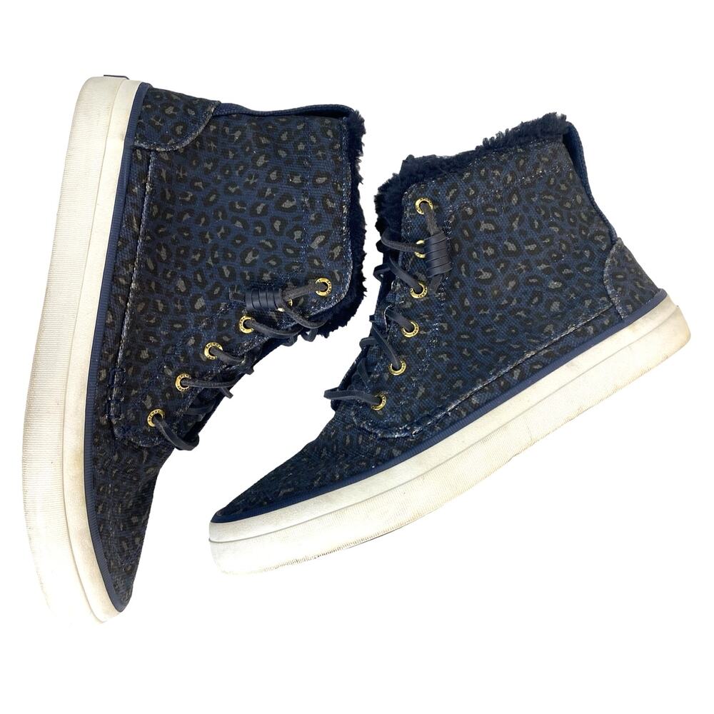 Sperry Crest Women's Animal Print  Lined High Top with Leather Laces Sizes 9.5
